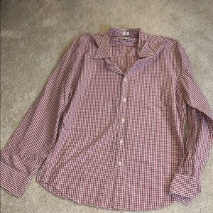J. Crew Men's Red and White Checkered Shirt